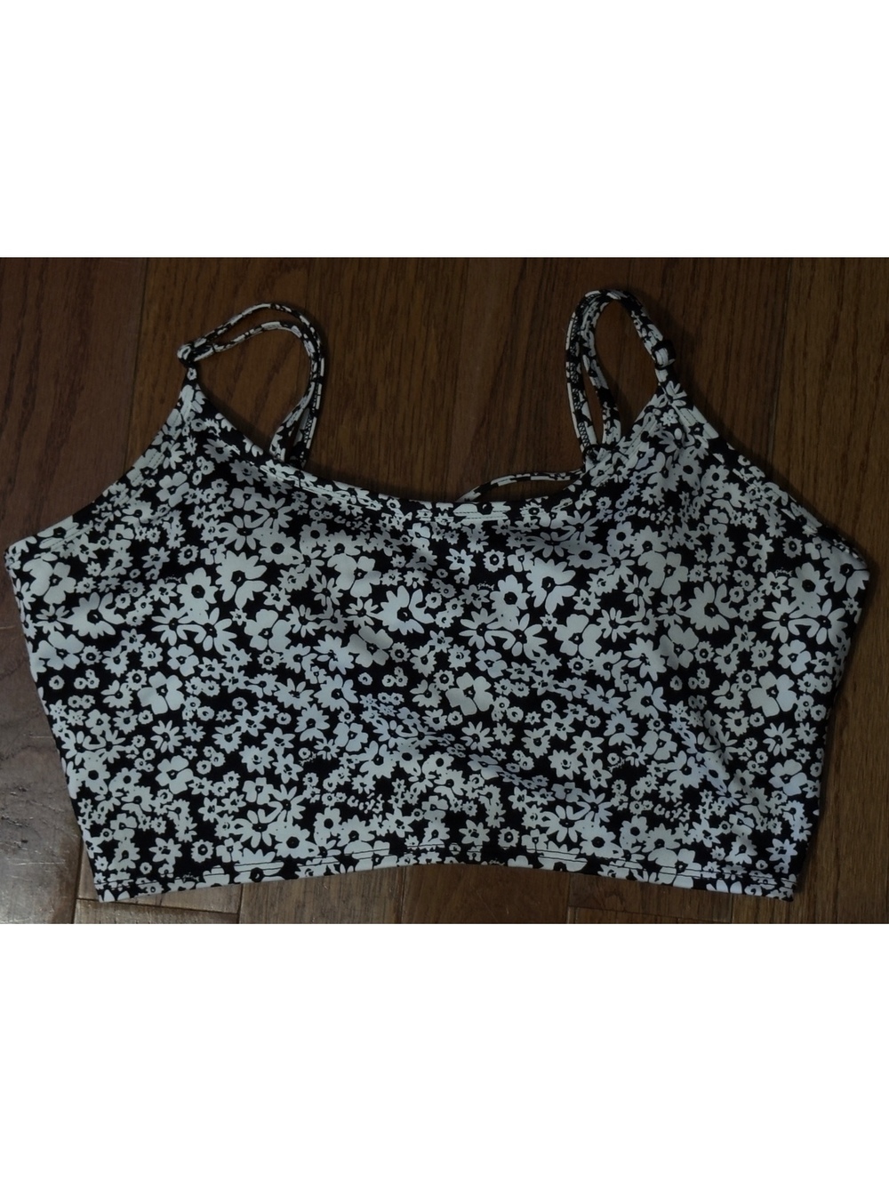 Pink Black and White Floral Crop Top Bralette XL